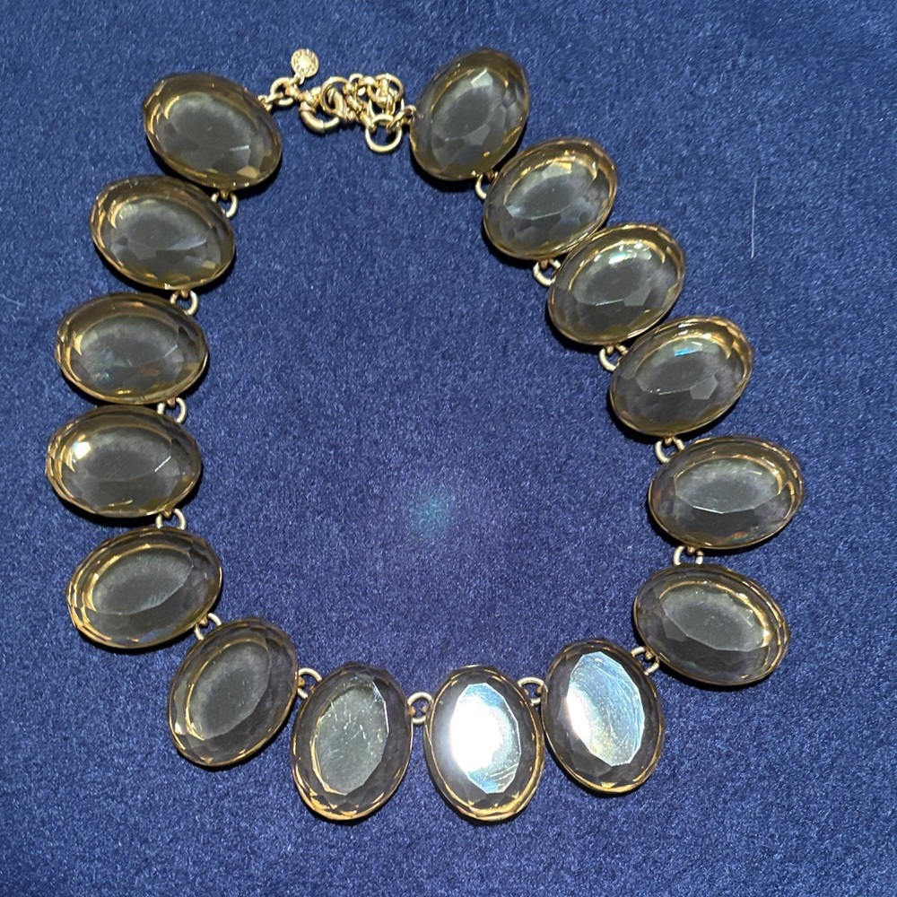 J crew Gold-Tone smoke Gray Faceted Stone Collar Necklace - Women Jewelry